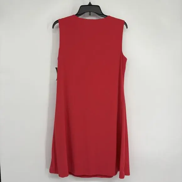 JM Collection Womens Shift Dress Sleeveless O-Ring Red Crystal Stretch Medium - Picture 3 of 5